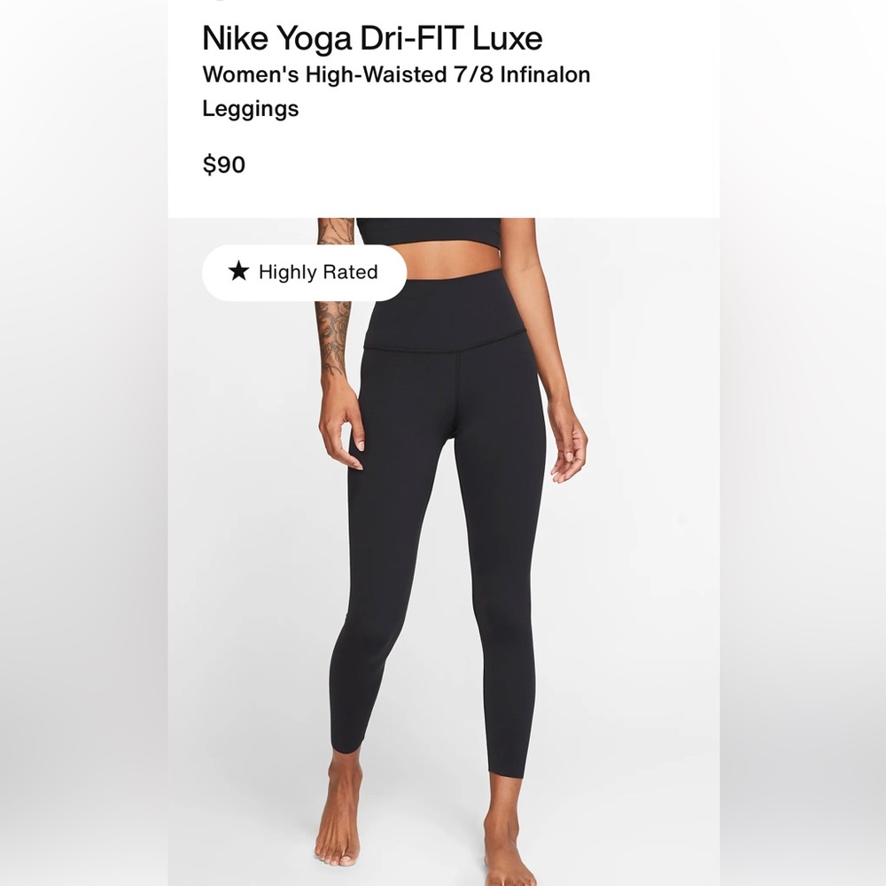 NWT Nike Yoga Luxe leggings in color Black and size large